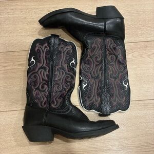 Justin Women’s Stampede Black Leather Cowboy Cowgirl Embroidered Boot Size 7